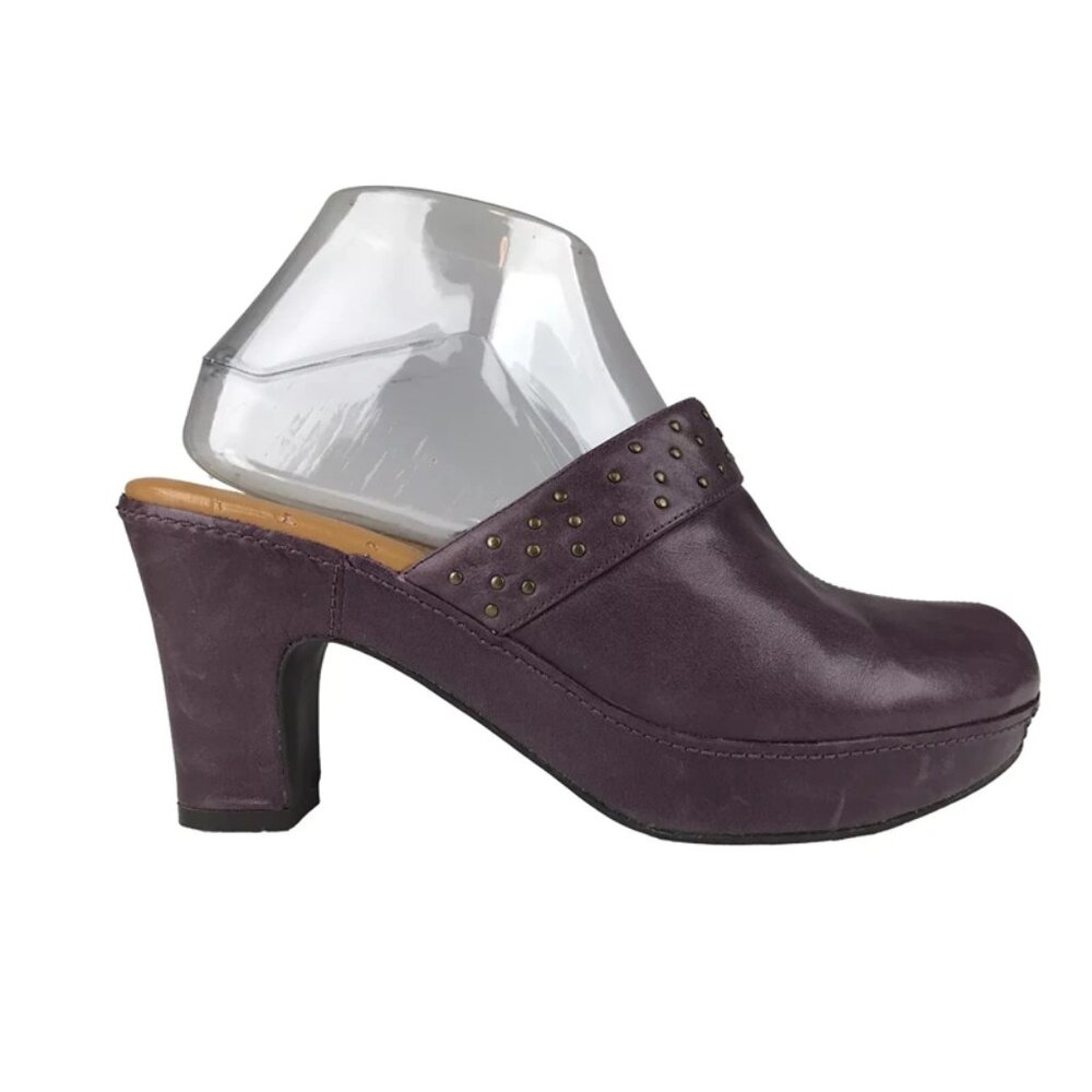 Easy Spirit‎ Womens Purple Payden Leather Slip On Block Heels Mule Size US 7.5 M